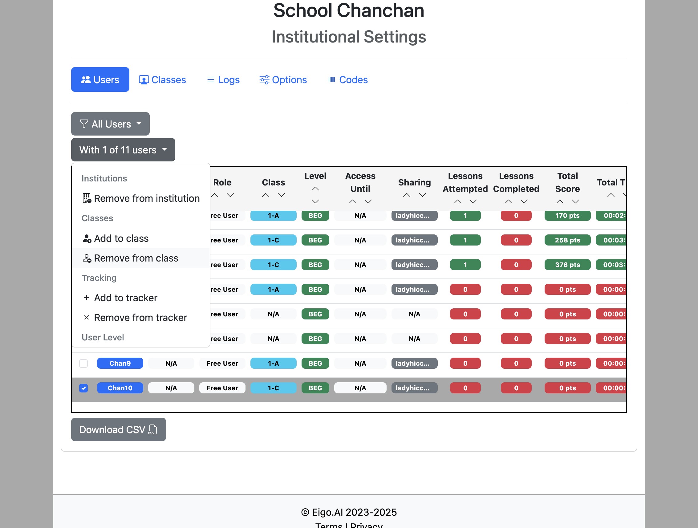 Screenshot for How to add users to or remove them from a class, step 7