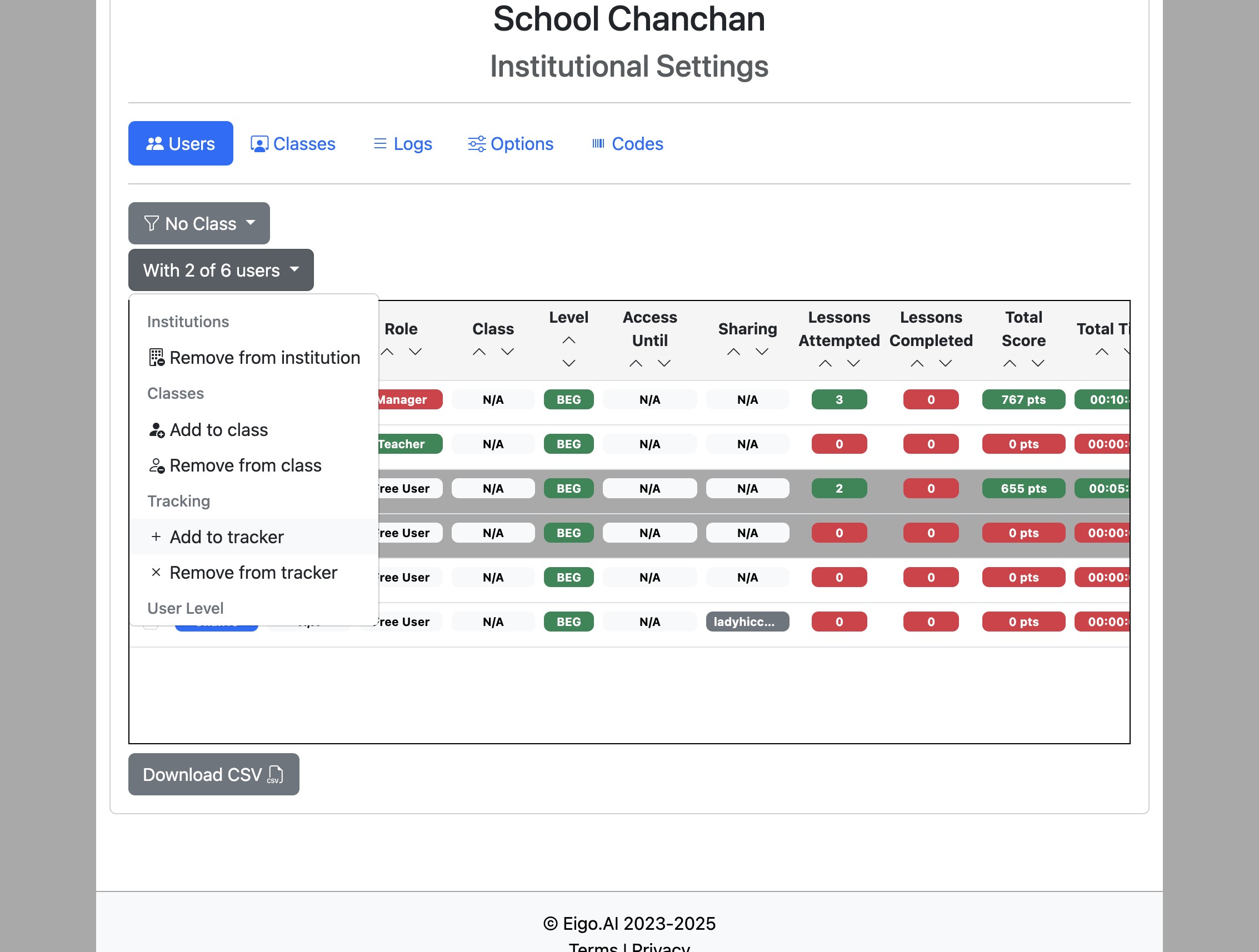 Screenshot for How to add users to or remove them from a tracker, step 3