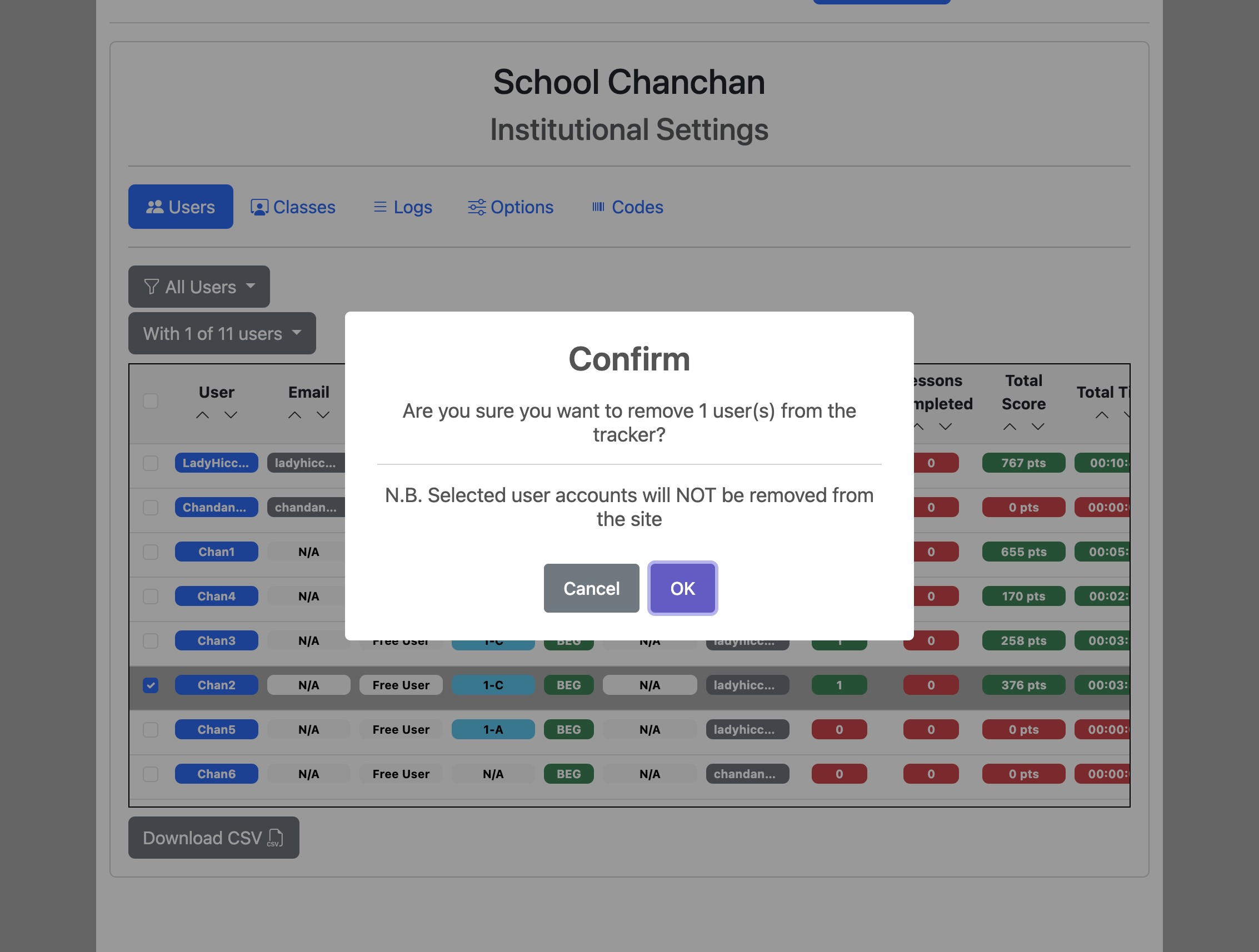 Screenshot for How to add users to or remove them from a tracker, step 6