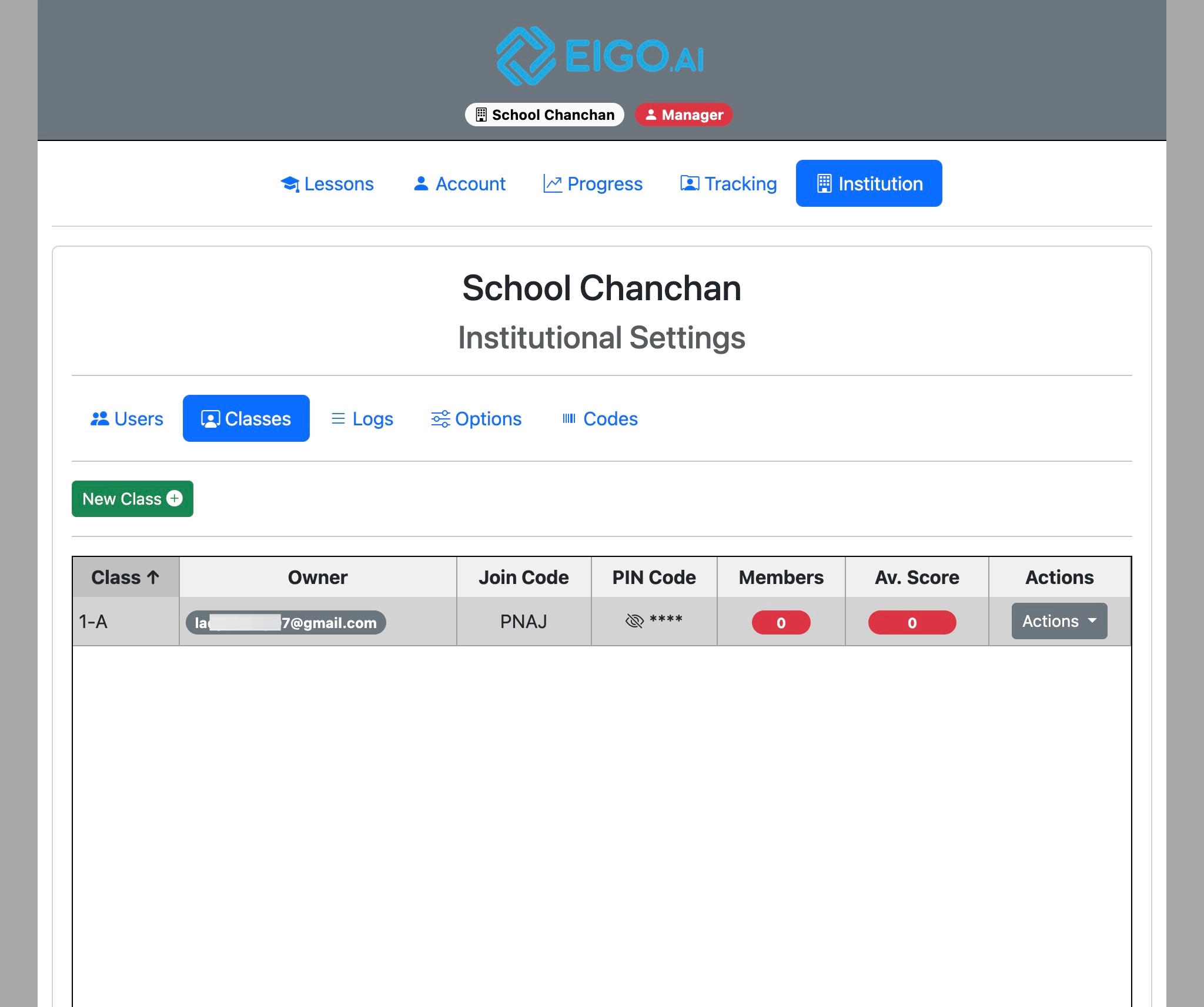 Screenshot for How to override institutional options for specified classes, step 3