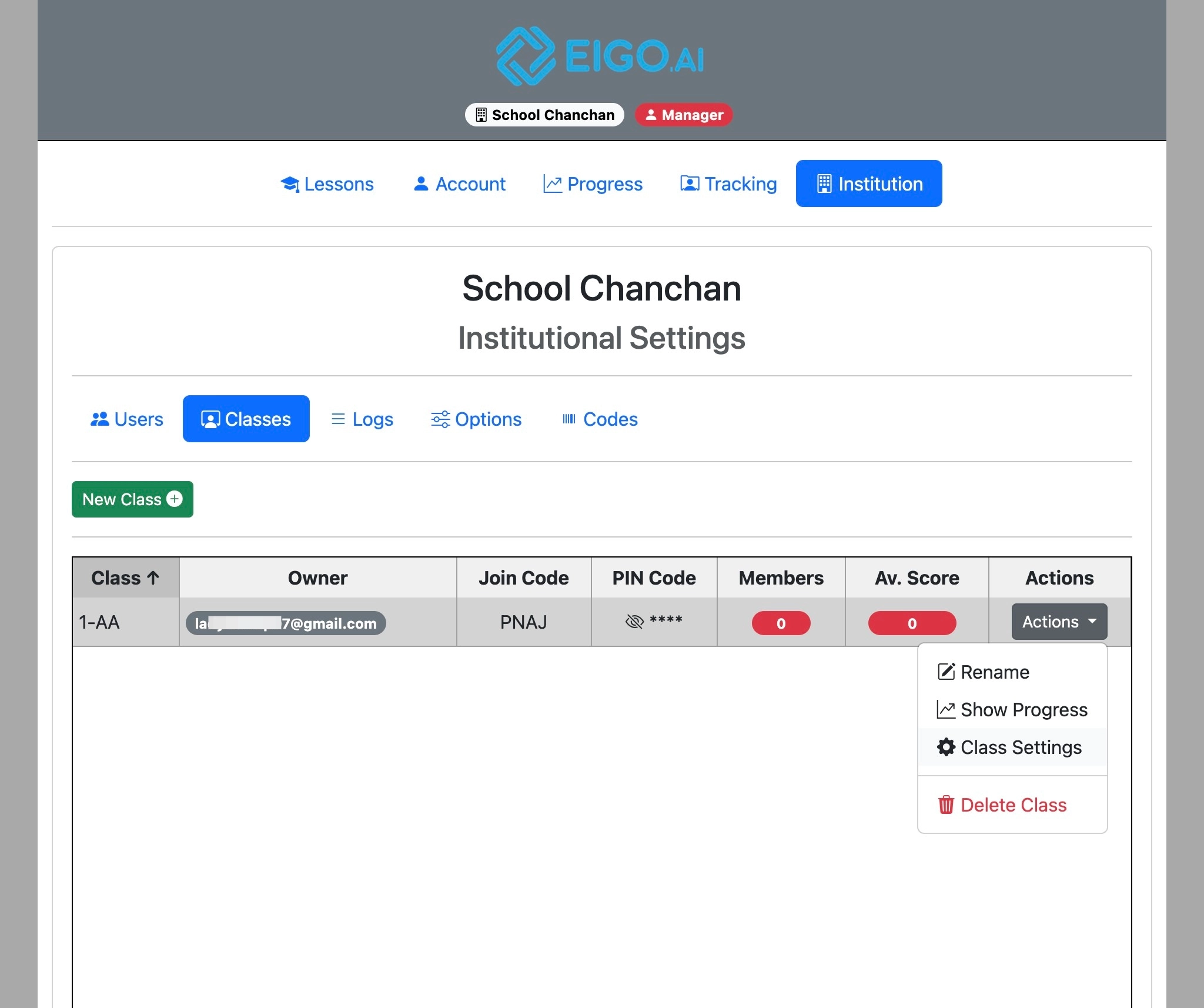 Screenshot for How to override institutional options for specified classes, step 4