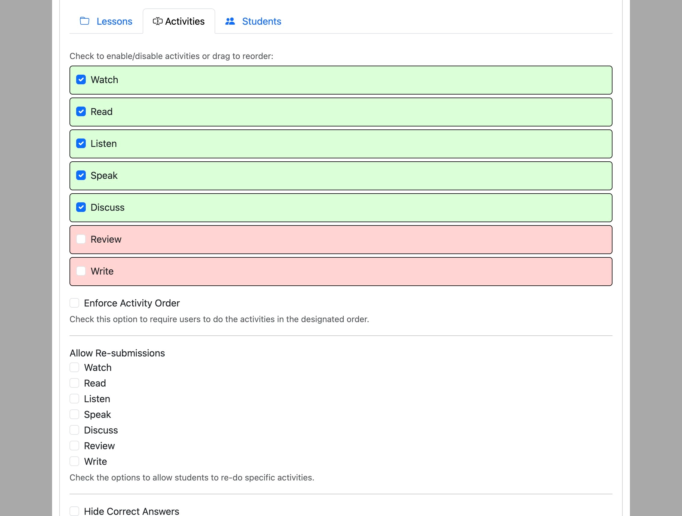 Screenshot for Institutional options, step 13