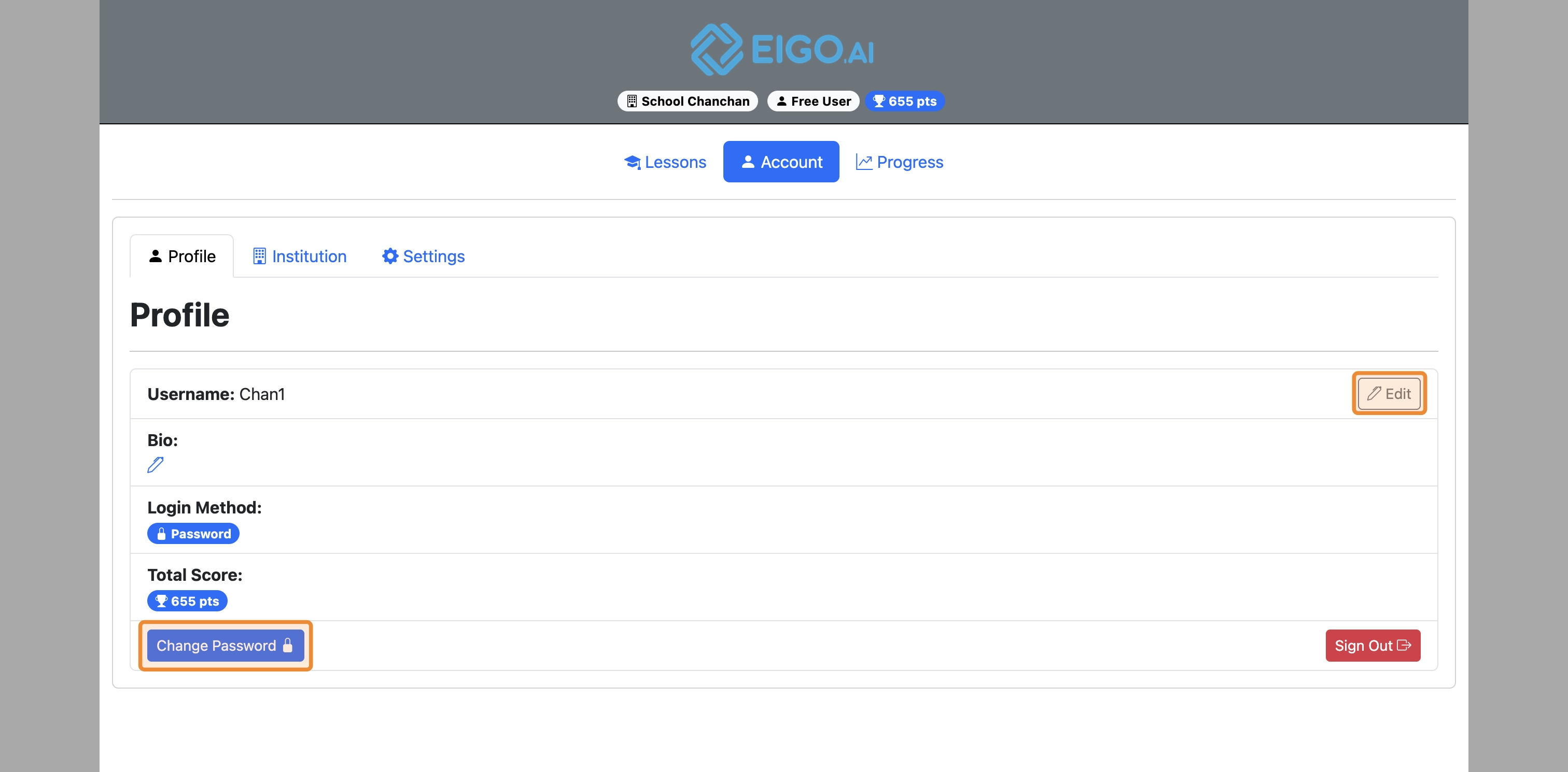 Screenshot for Institutional options, step 28