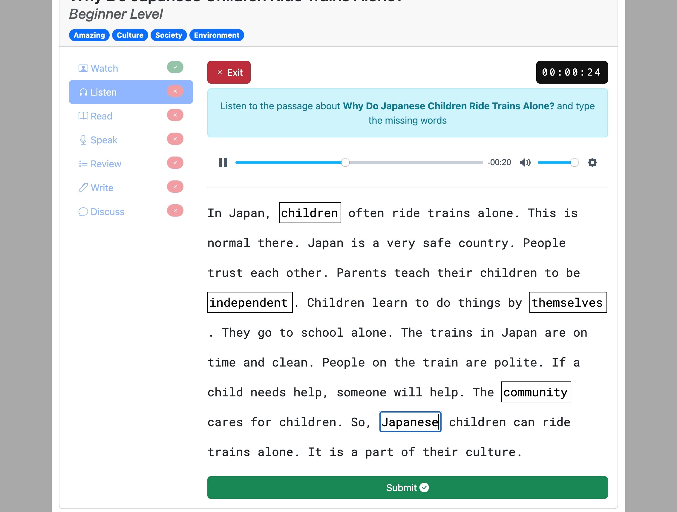 Screenshot for How to do the 'Listen' activity, step 10