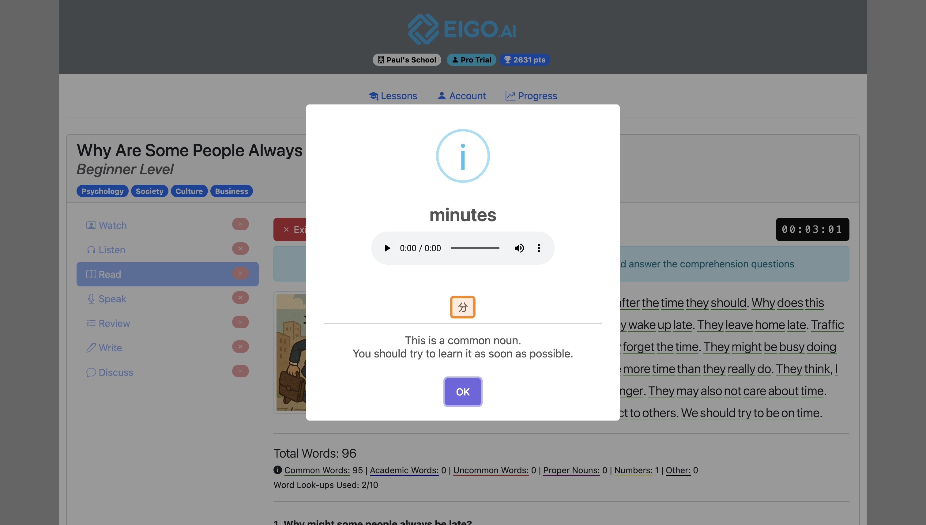 Screenshot for How to do the 'Read' activity, step 7