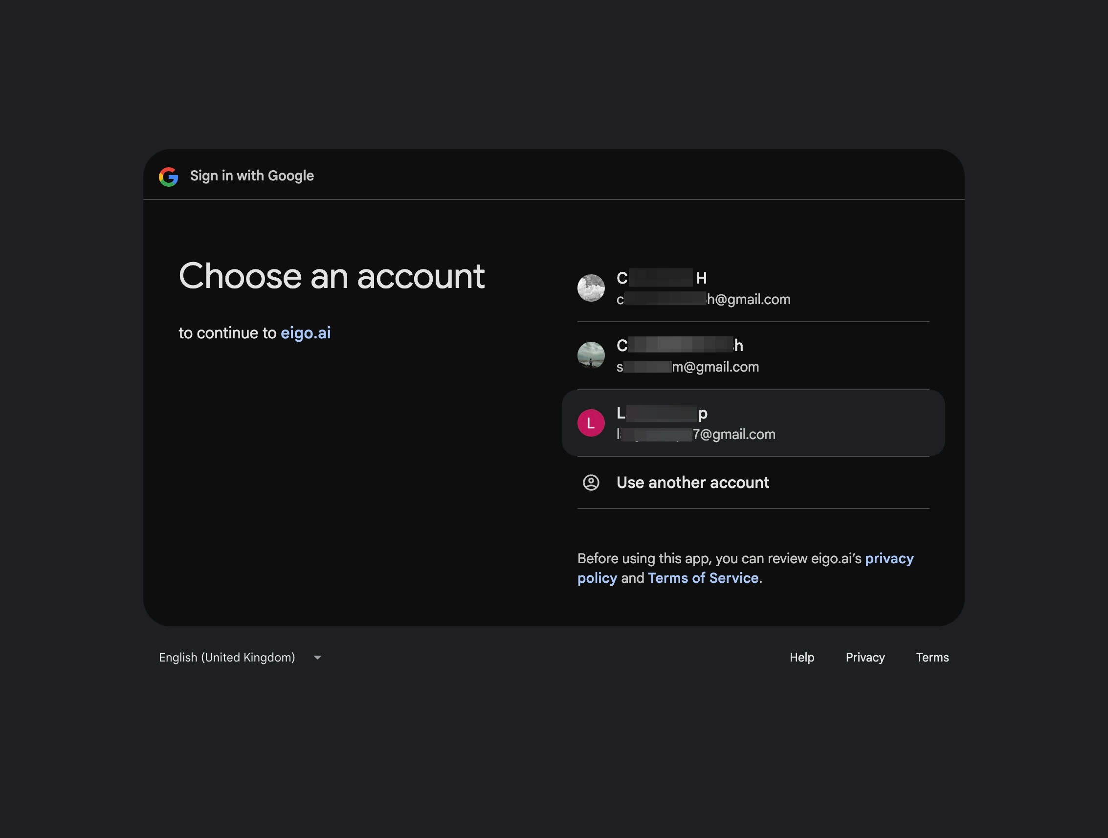 Screenshot for How to register with Google, step 4