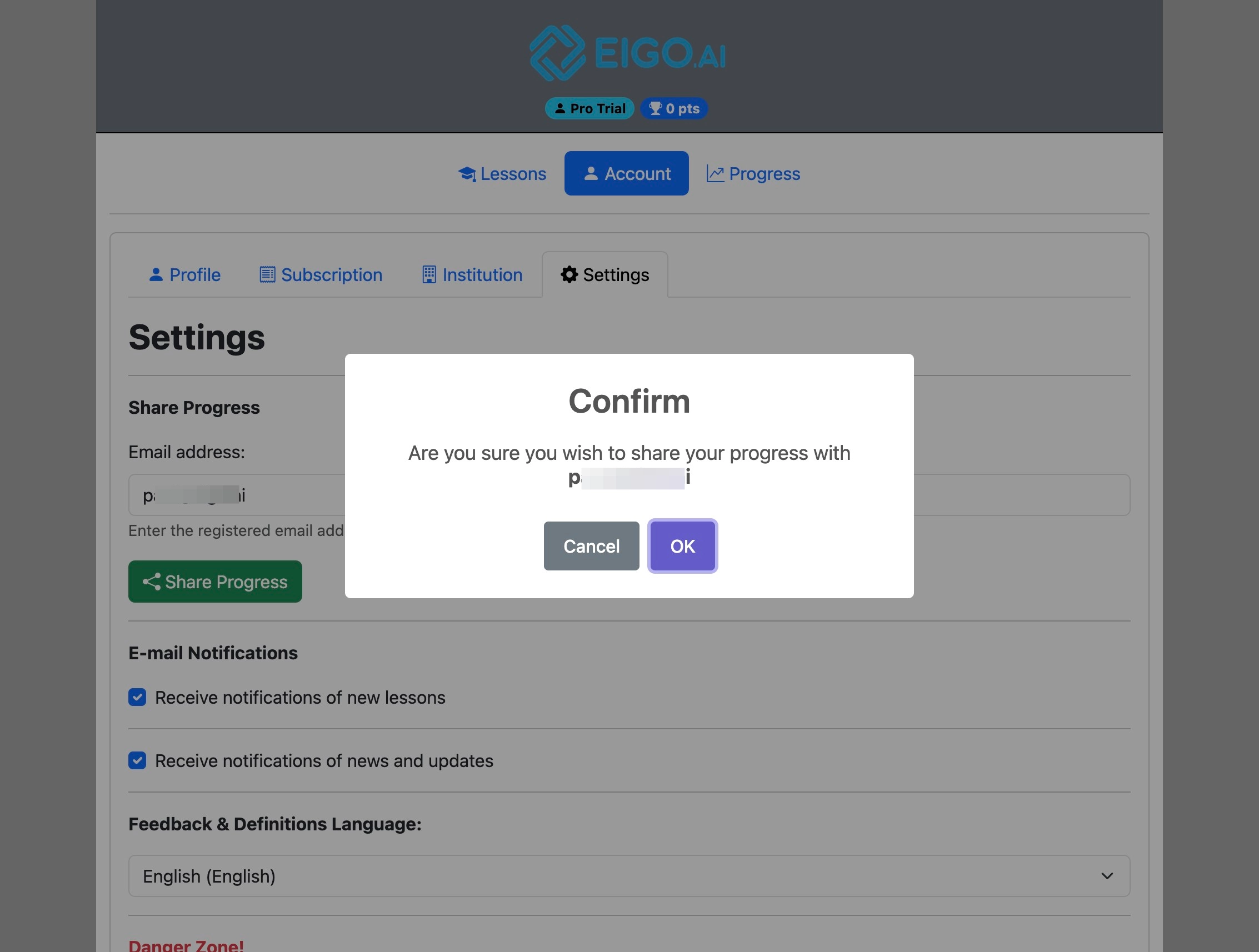 Screenshot for How to share your progress with a teacher, step 5