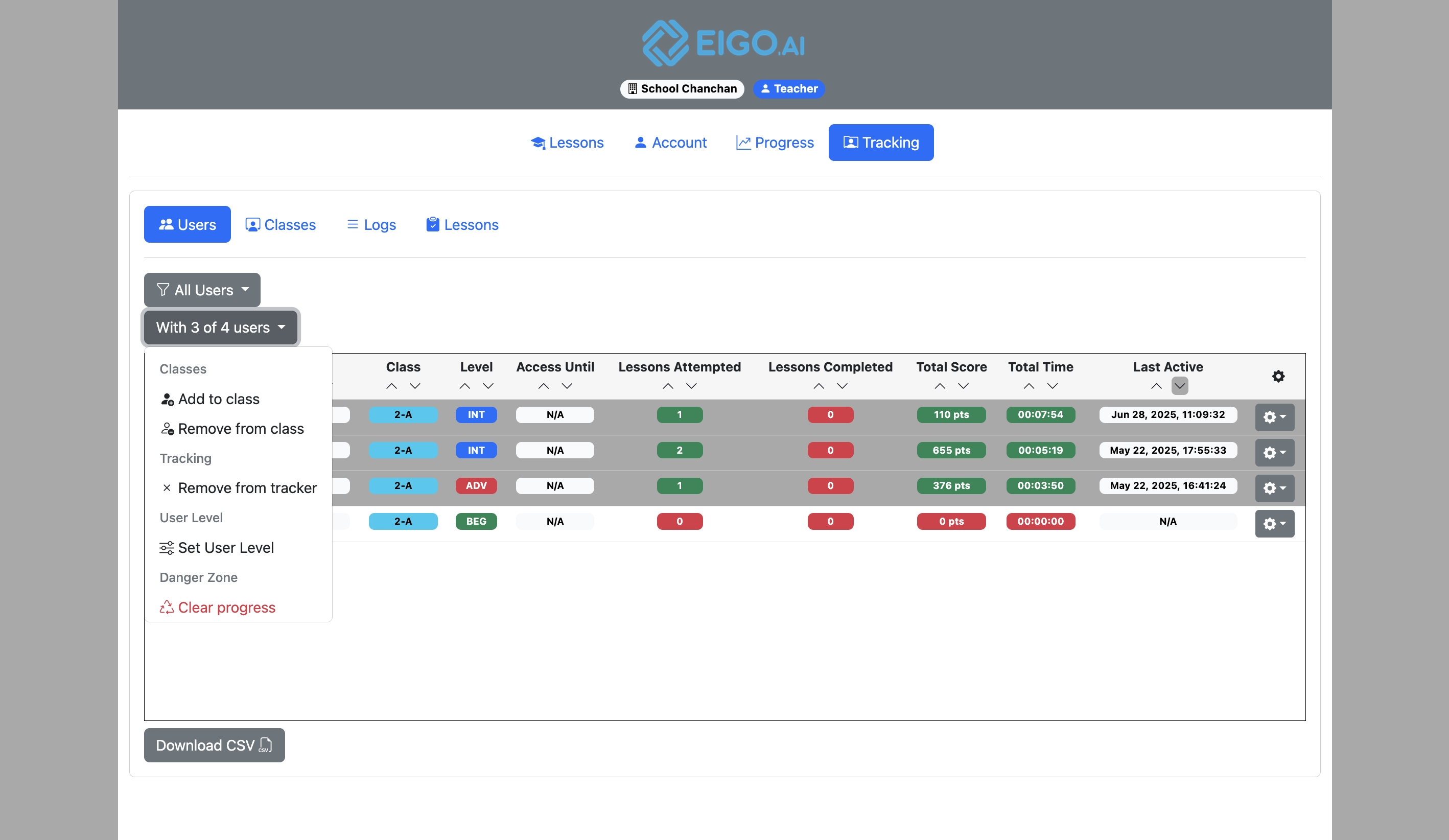 Screenshot for How to add students to or remove them from a class, step 3