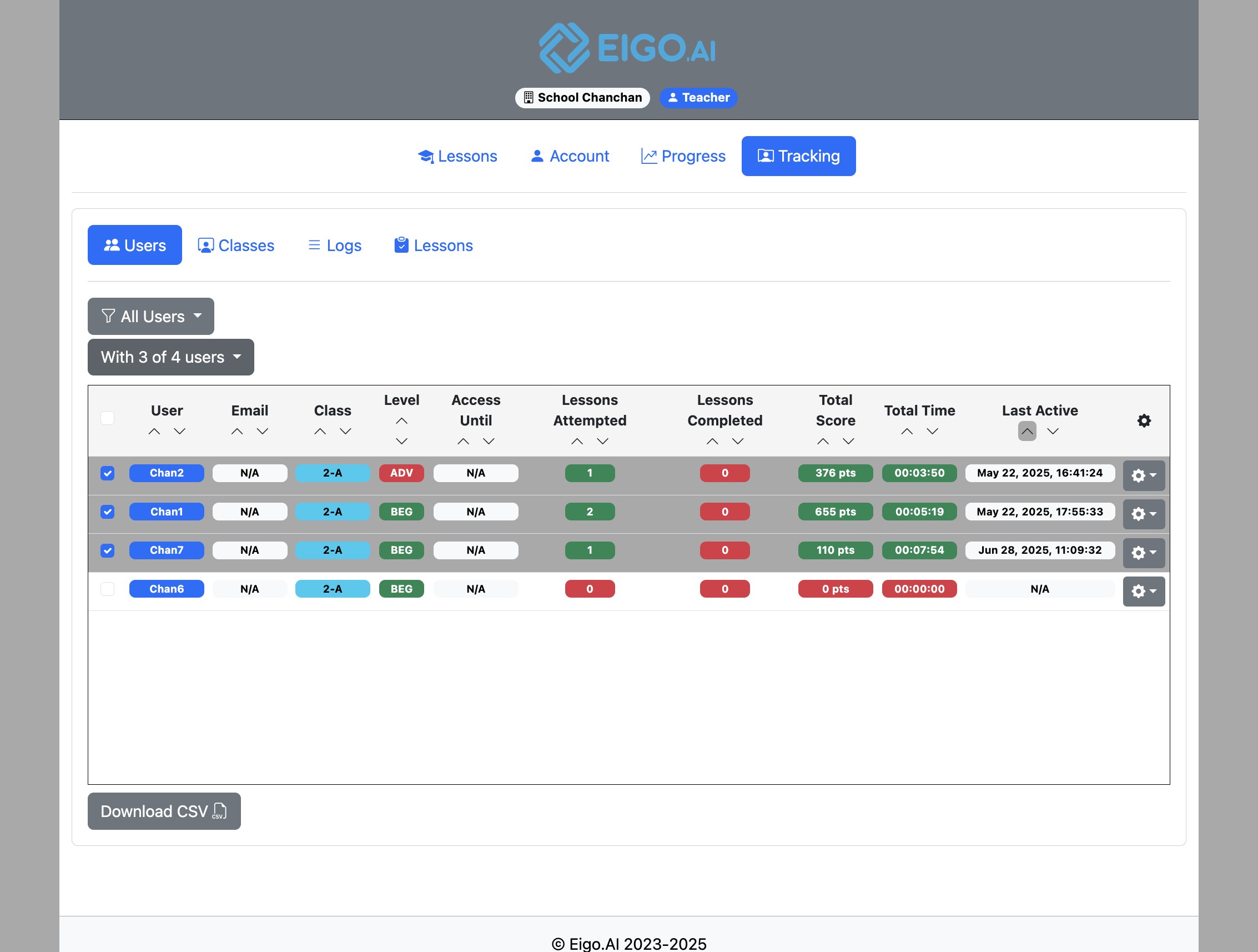Screenshot for How to remove students from your tracker, step 2