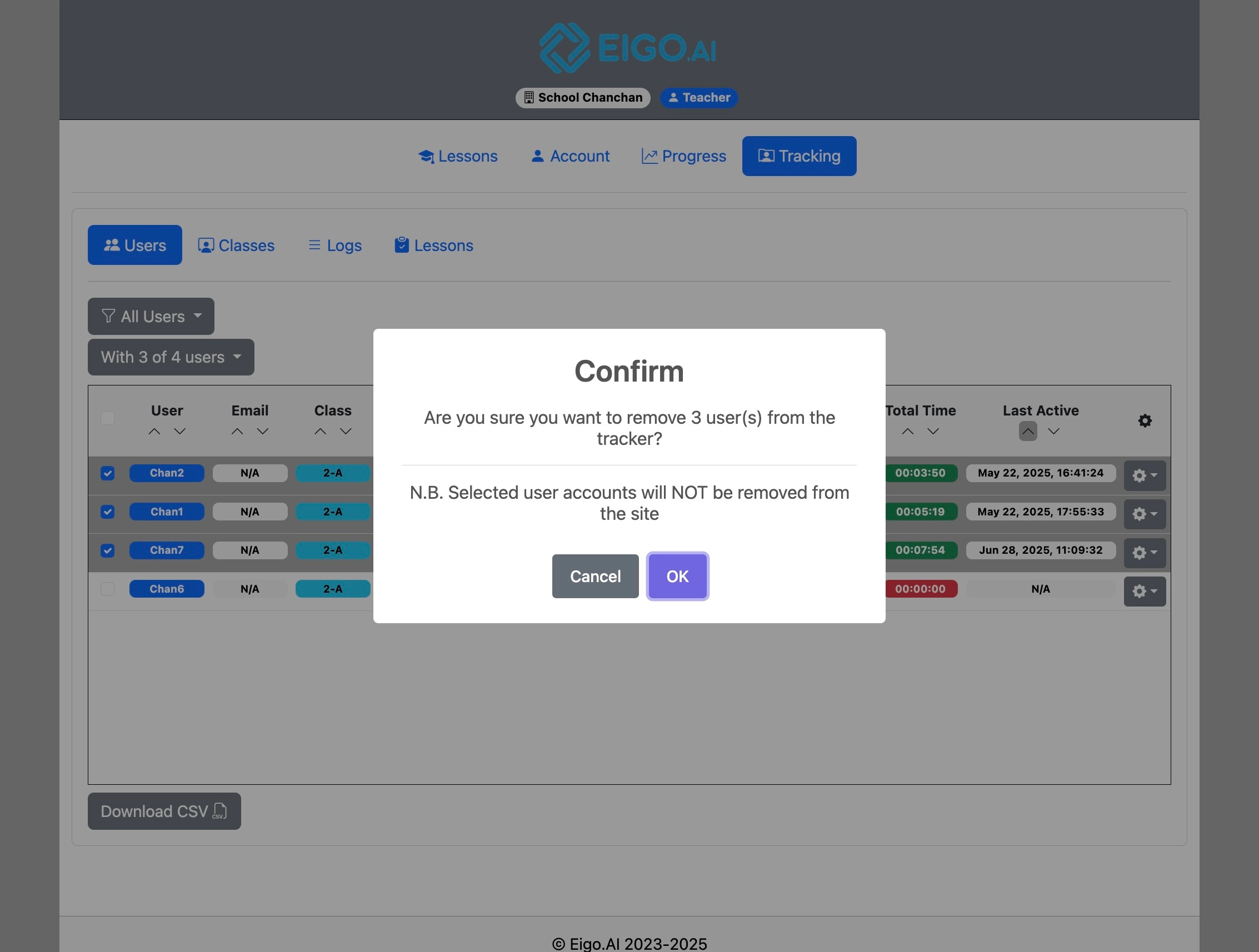 Screenshot for How to remove students from your tracker, step 4