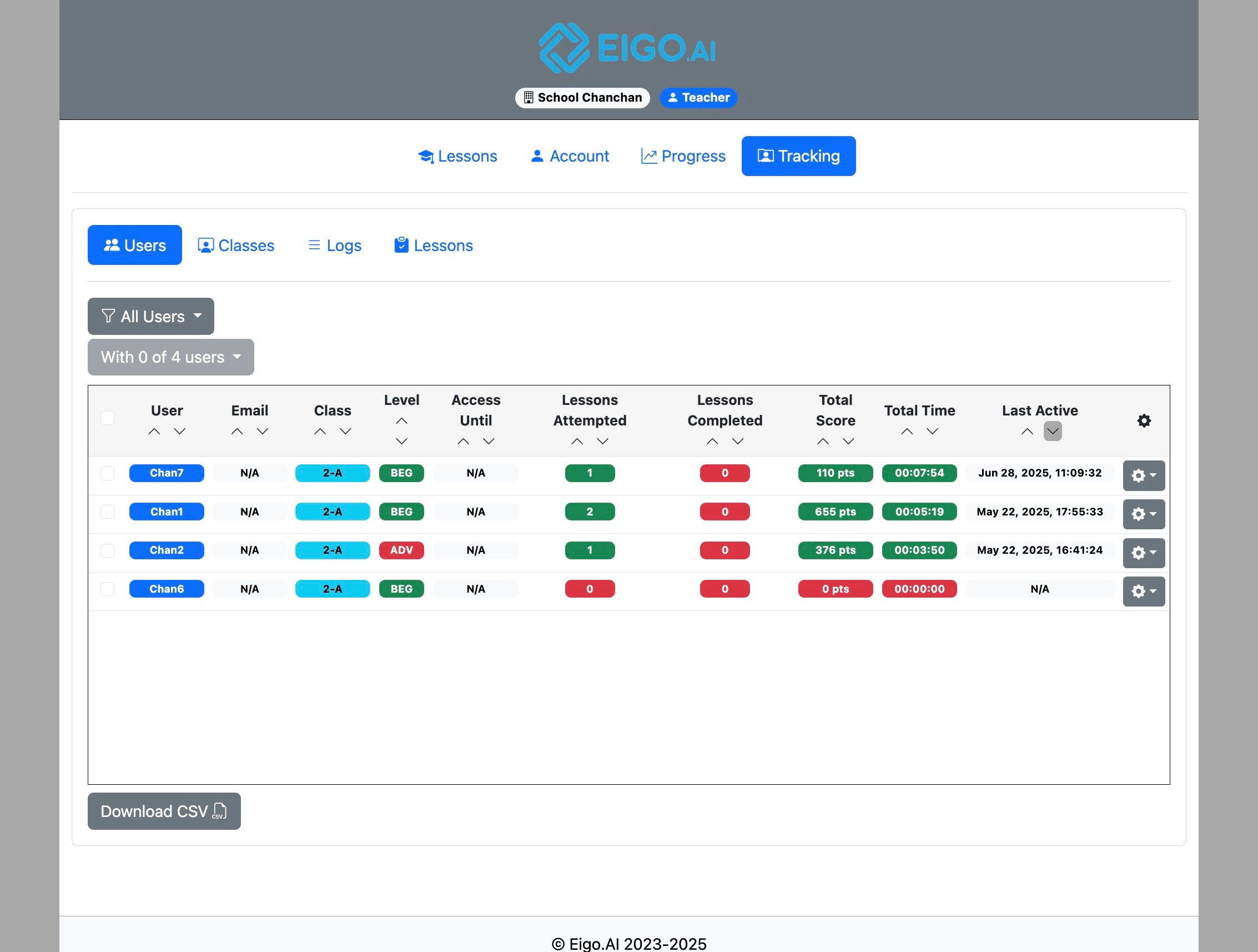Screenshot for How to view tracked students, step 2