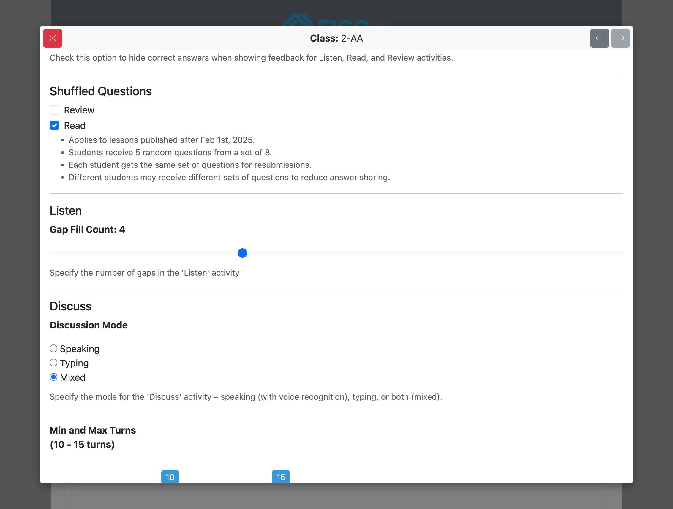 Screenshot for How to override institutional options for specified classes, step 22