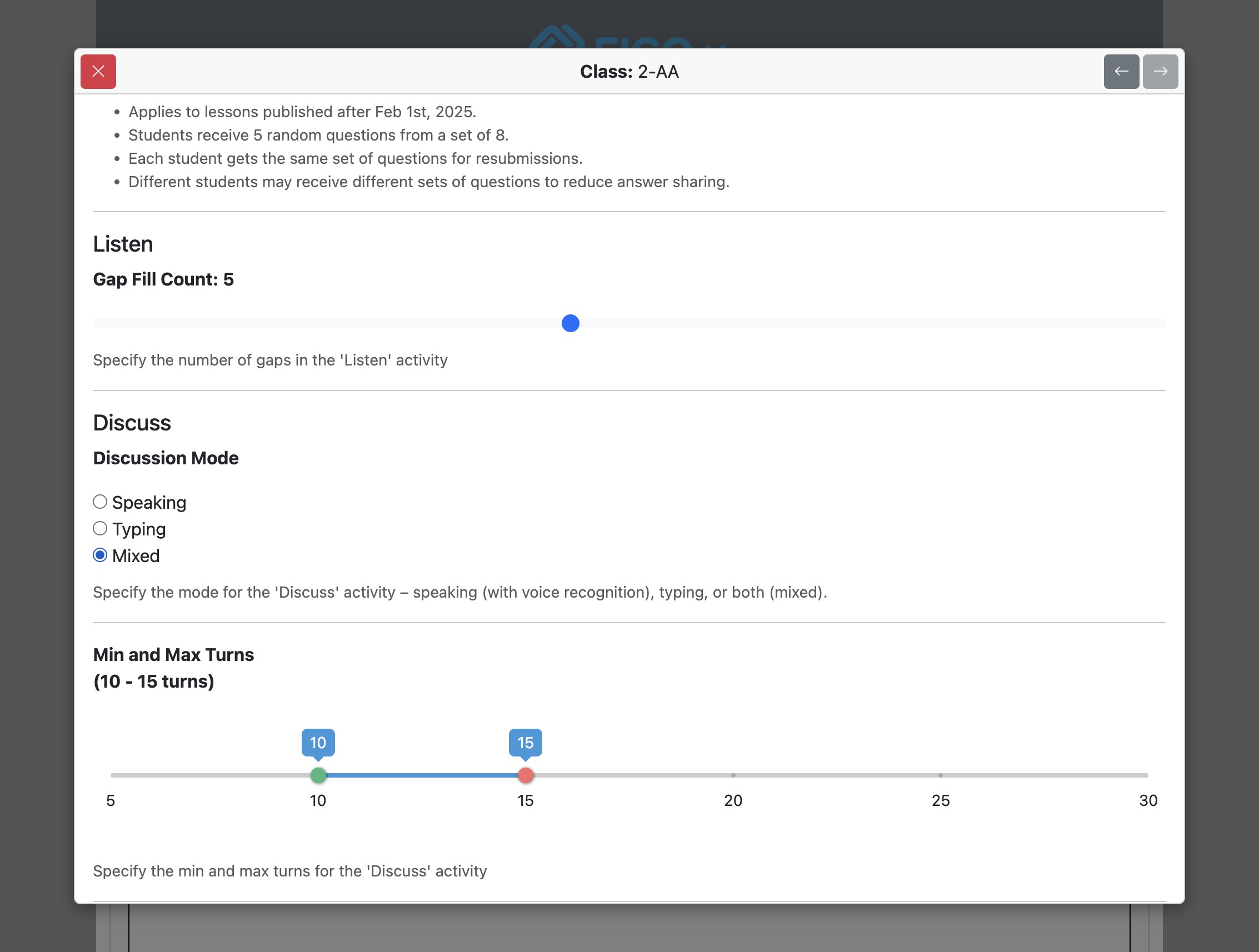 Screenshot for How to override institutional options for specified classes, step 23