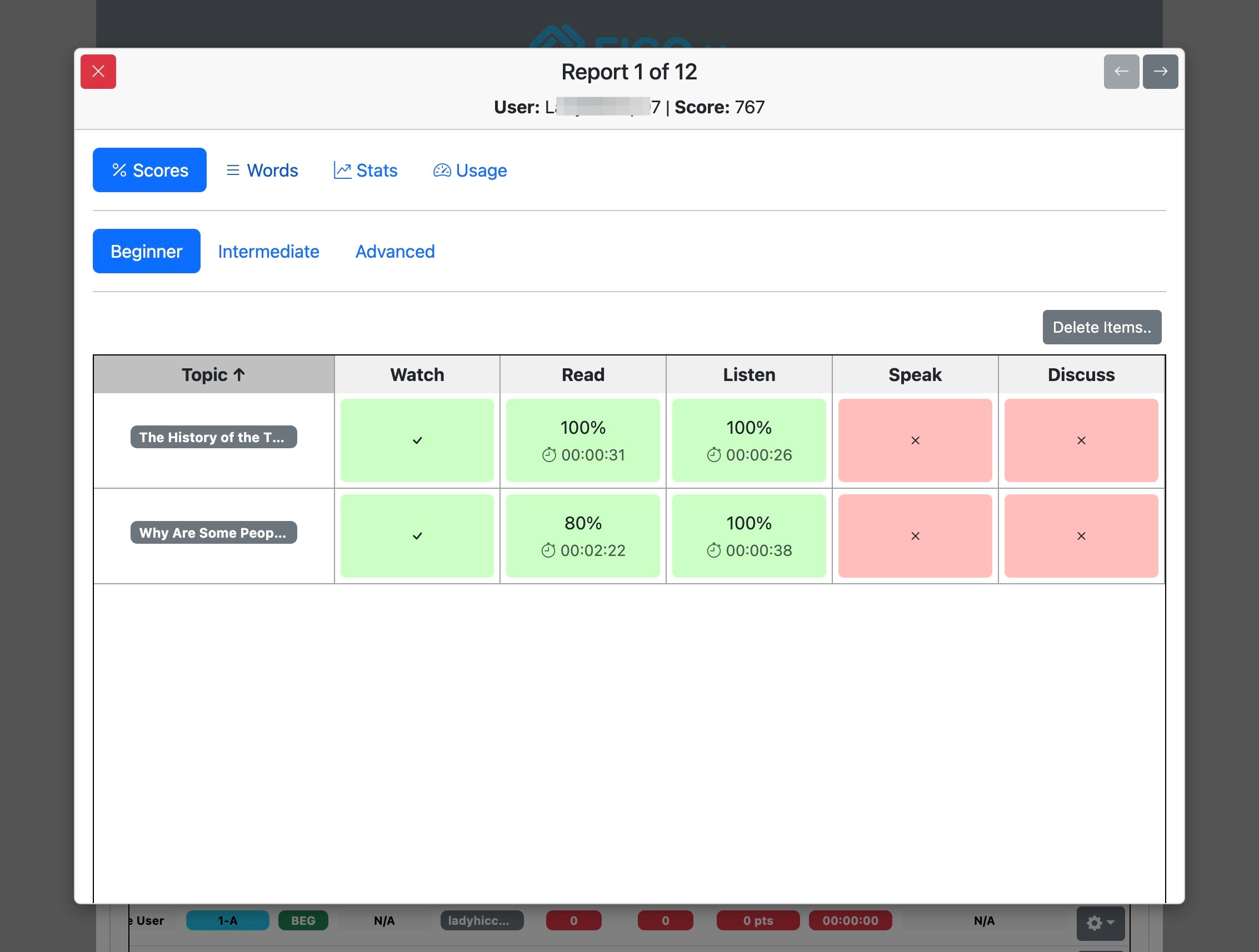 Screenshot for How to view student progress, step 10