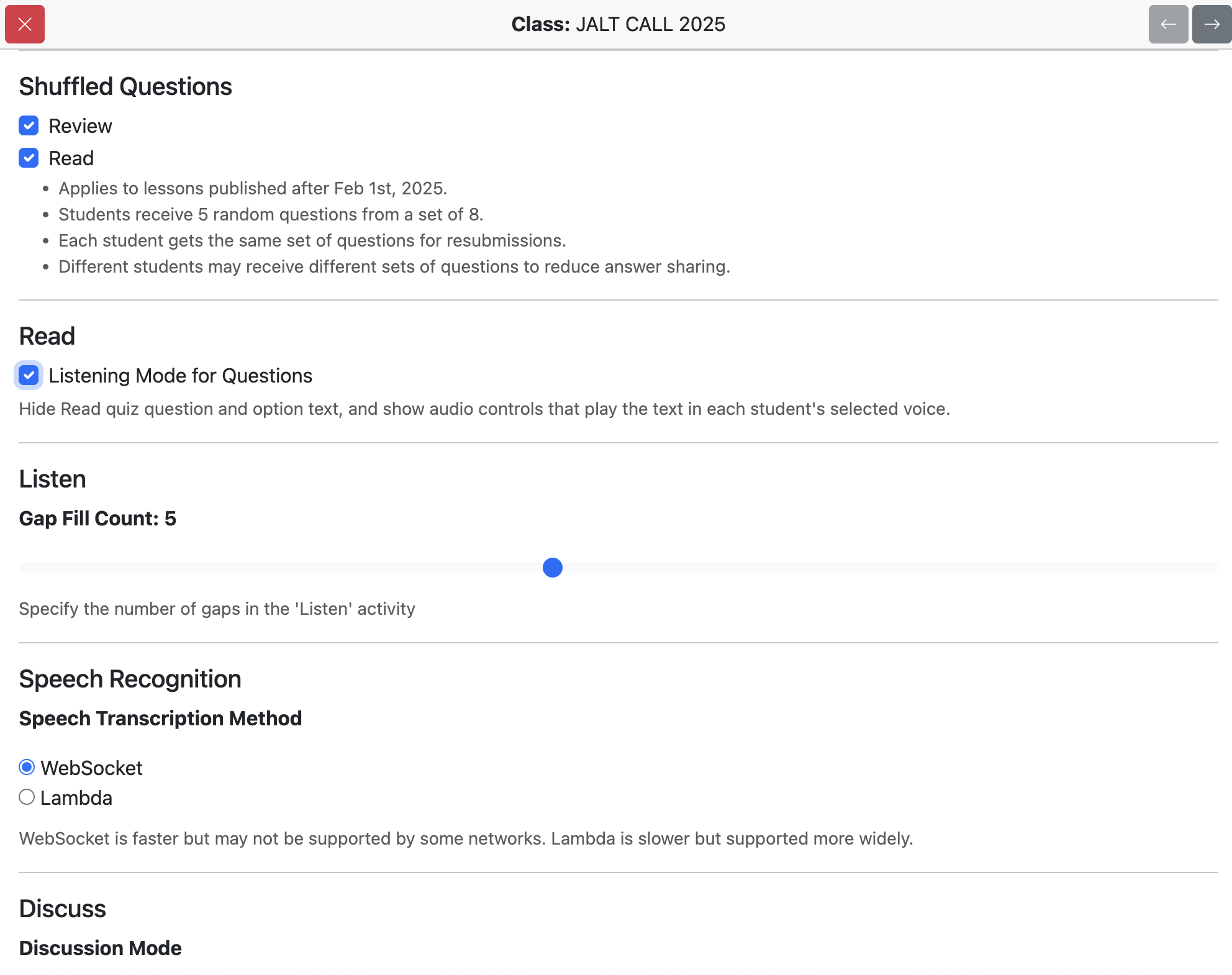 Screenshot for How to override institutional options for specified classes, step 21