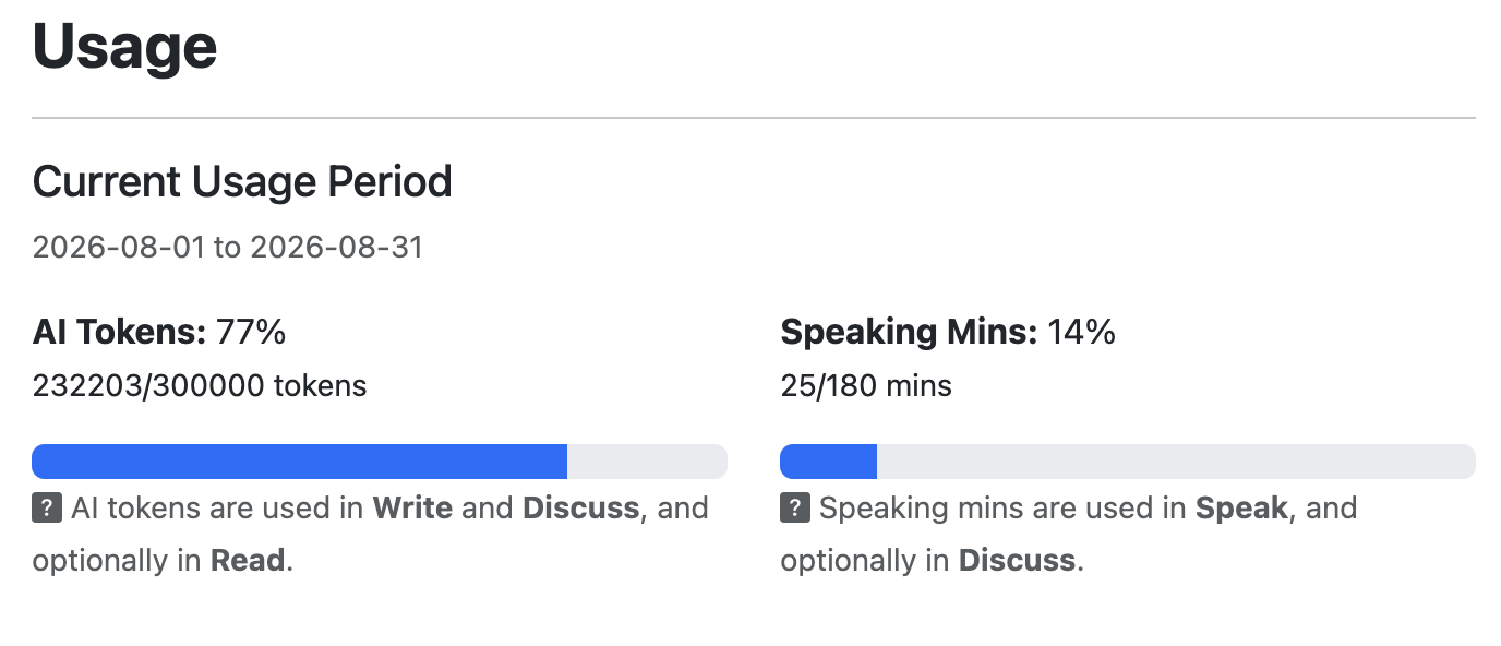 Screenshot for How to view student AI token and speaking usage, step 4